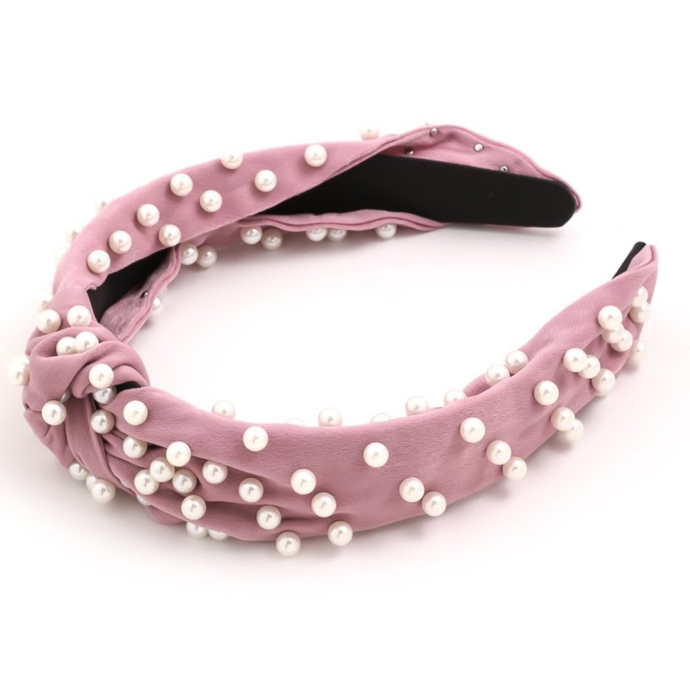 Mauve Pearl knot headband